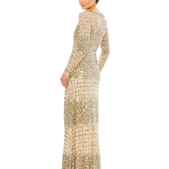 Mac Duggal 10951 Size 12 EMBELLISHED ILLUSION HIGH NECK LONG SLEEVE GOWN - Picture 3 of 8